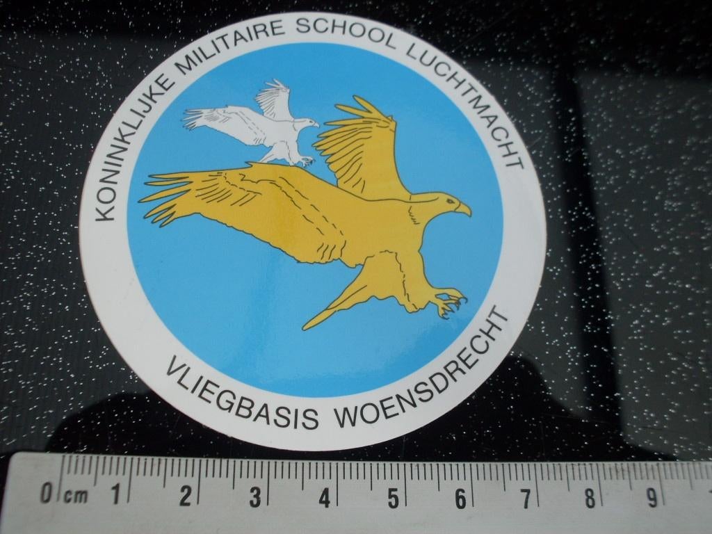 sticker militaire school luchtmacht vliegbasis woensdrecht, Verzenden, Zo goed als nieuw, Bedrijf of Vereniging
