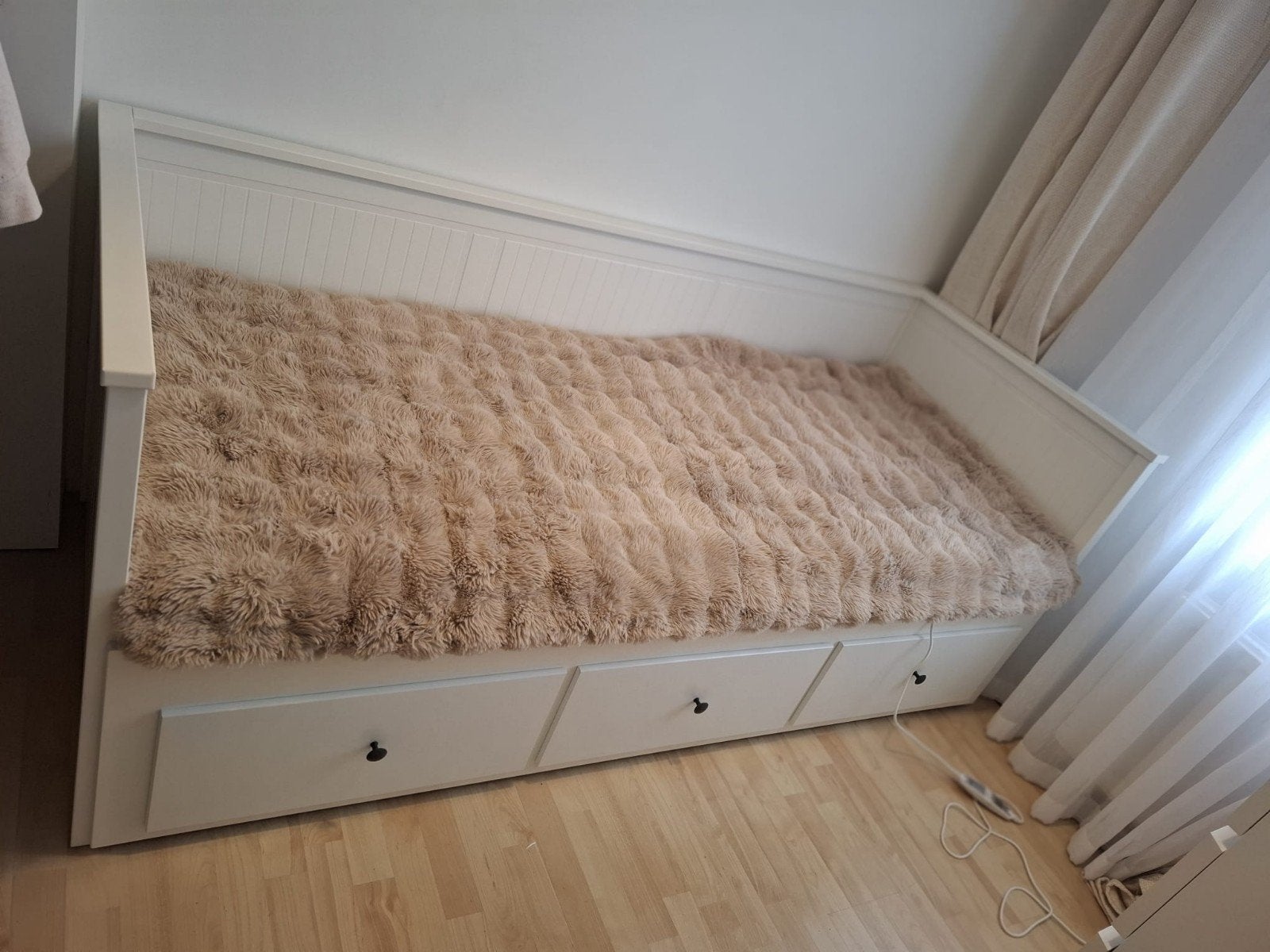Bed met buro en kastje (excl. matras), Gebruikt, 90 cm, Eenpersoons, Wit
