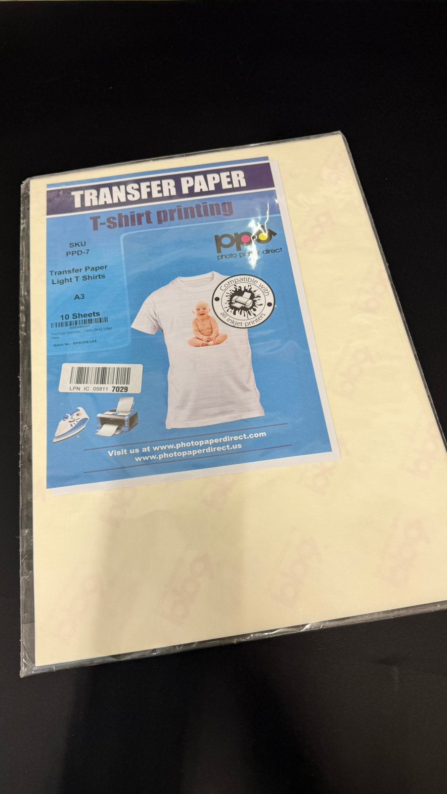 Transferpapier voor lichte T-shirts, A3, 10 vellen, Ophalen, Nieuw, Papier of Karton, Knutselmateriaal