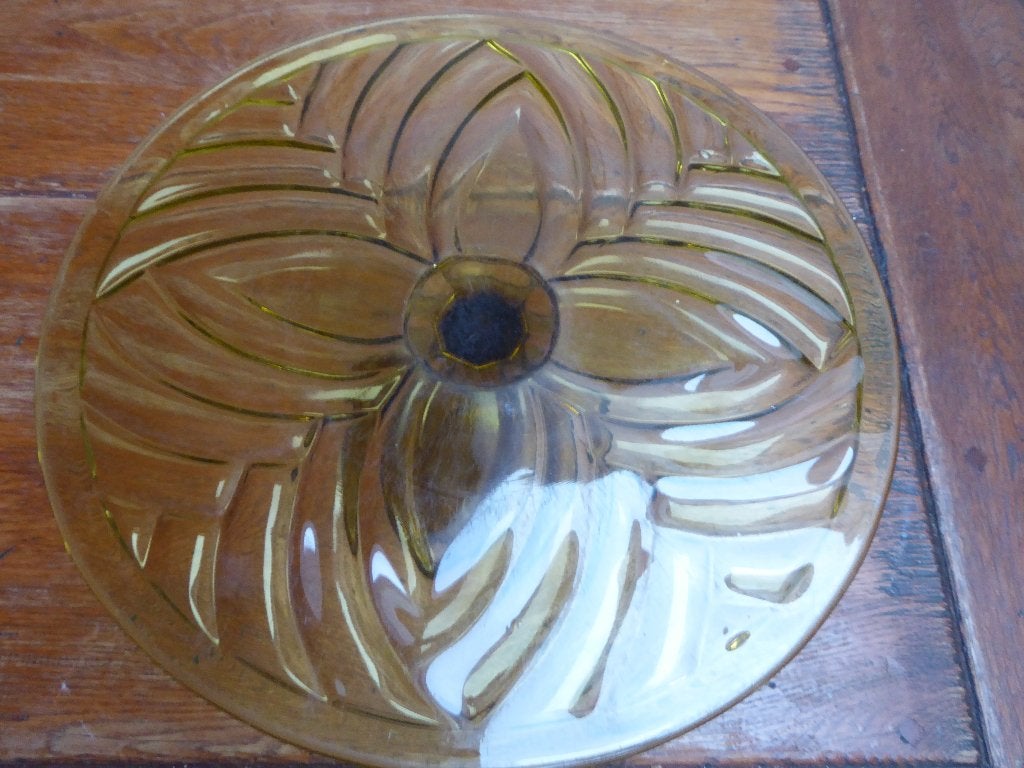 Art deco persglazen taartschaal op voet, Luxval, Antiek en Kunst, Ophalen of Verzenden