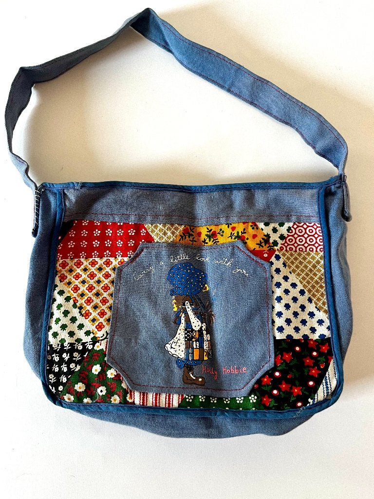 Vintage 70s Holly Hobbie patchwork schoudertas, Ophalen of Verzenden, Zo goed als nieuw