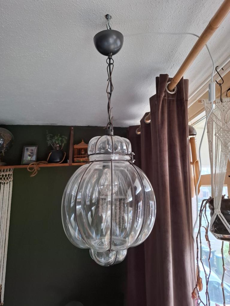 Vintage Venetiaanse hanglamp, mond geblazen, Ophalen of Verzenden, Gebruikt, Glas, Venetiaans, vintage