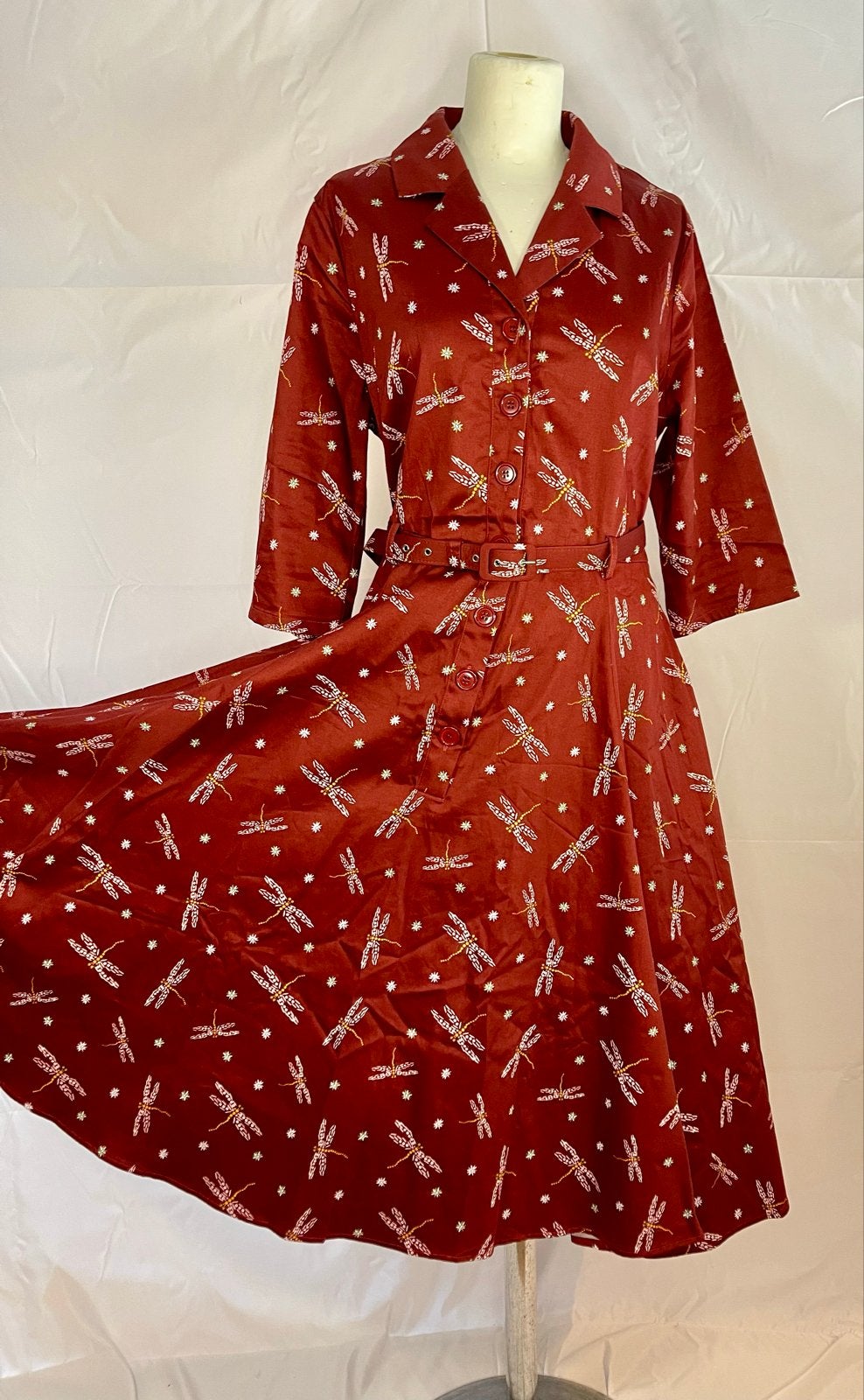 Lindy Bop Christine Dragonfly Flared Jurk - Nieuw, Maat 46/48 (XL) of groter, Nieuw, Ophalen of Verzenden, Knielengte