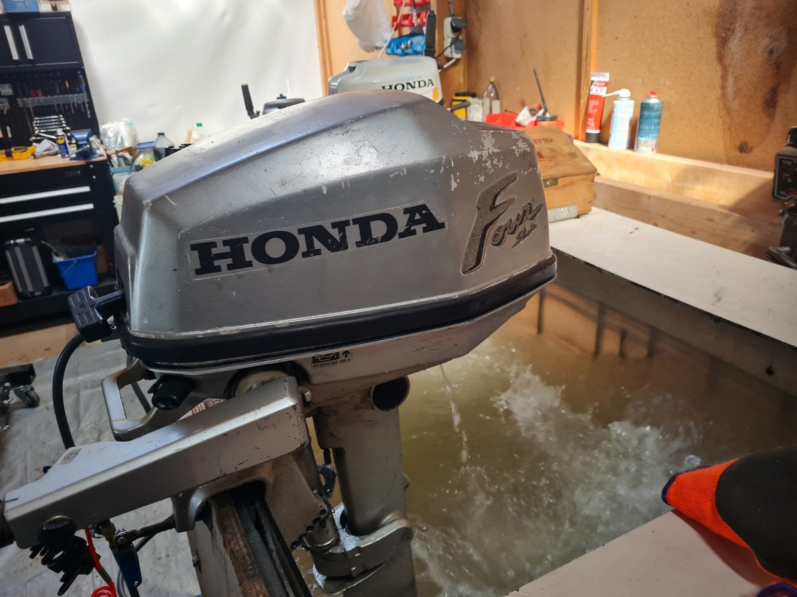 bbm lang 4 takt 5 pk honda, Ophalen, Gebruikt, 5 tot 10 pk, Viertaktmotor