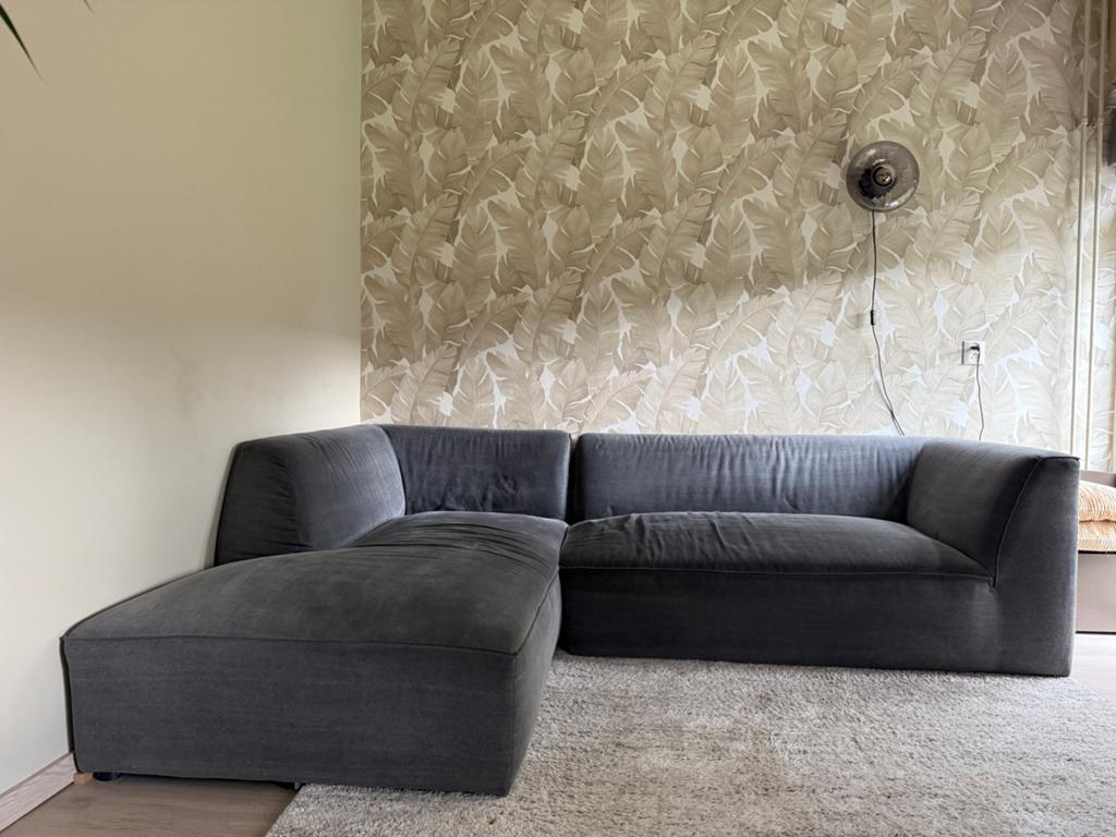 Grijze hoekbank. Links, Ophalen, 250 tot 300 cm, Gebruikt, 100 tot 125 cm