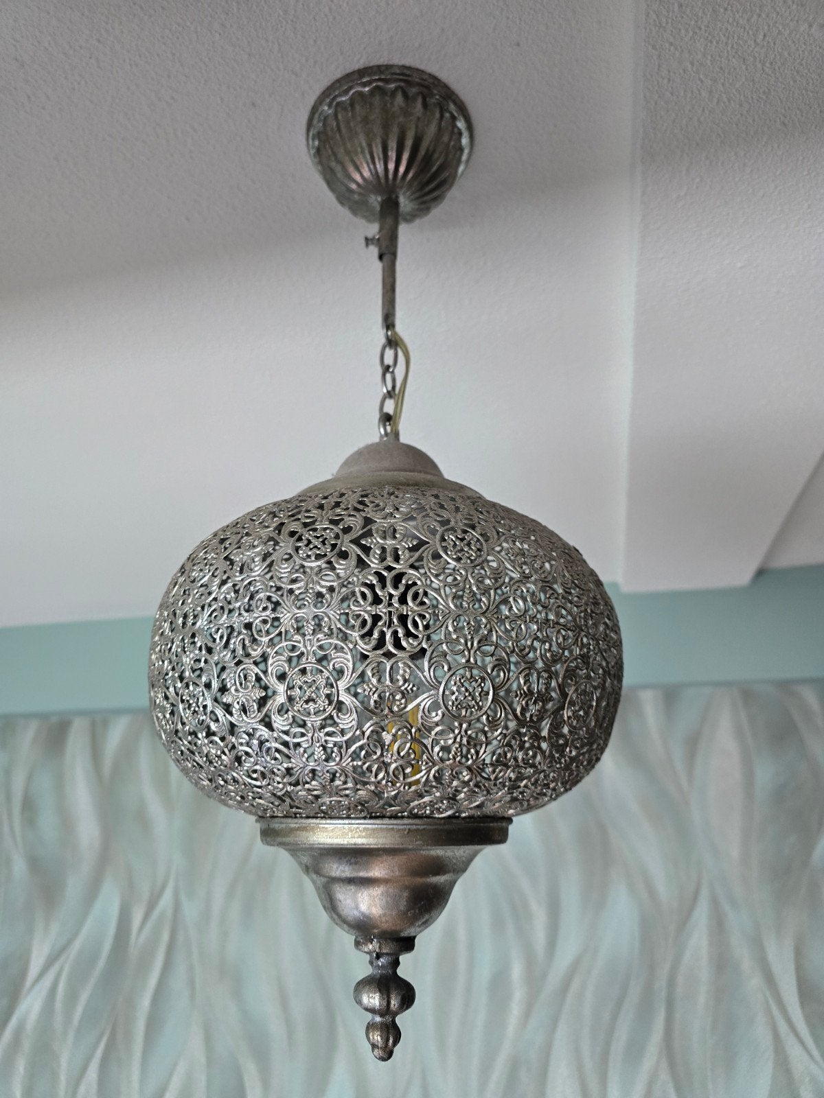 Moderne Zilveren Hanglamp, Oosters, Marokkaanse, Marokkaanse, Ophalen