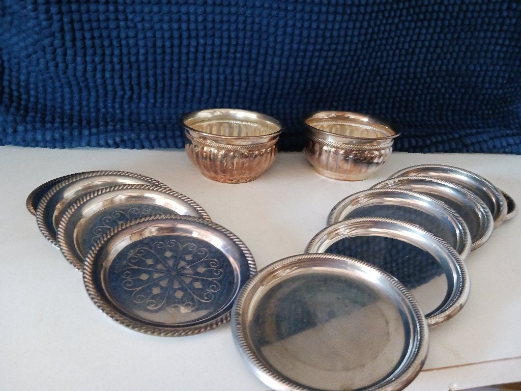 verzilverde onderzetters + 2 verzilverde bakjes, Ophalen, Nieuw
