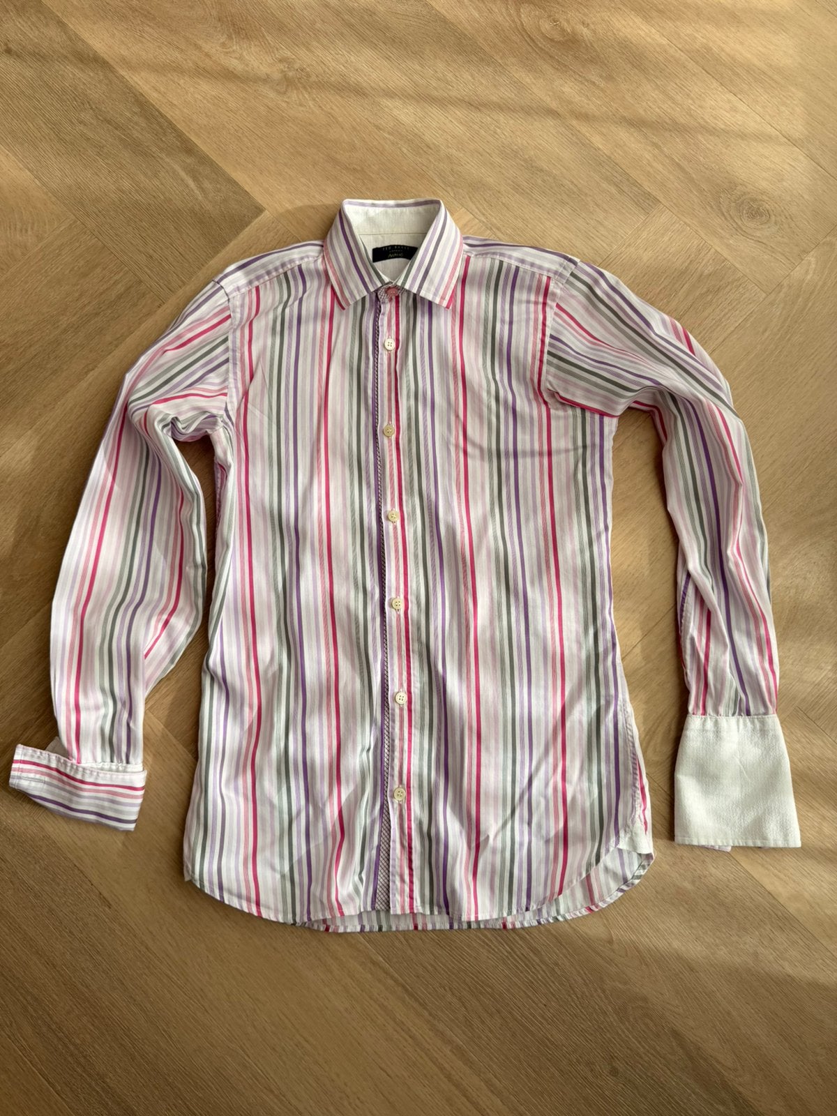 TWV€125 Ted Baker overhemd met Franse manchetten – maat XS, Ophalen of Verzenden, Zo goed als nieuw, Blauw, Halswijdte 38 (S) of kleiner