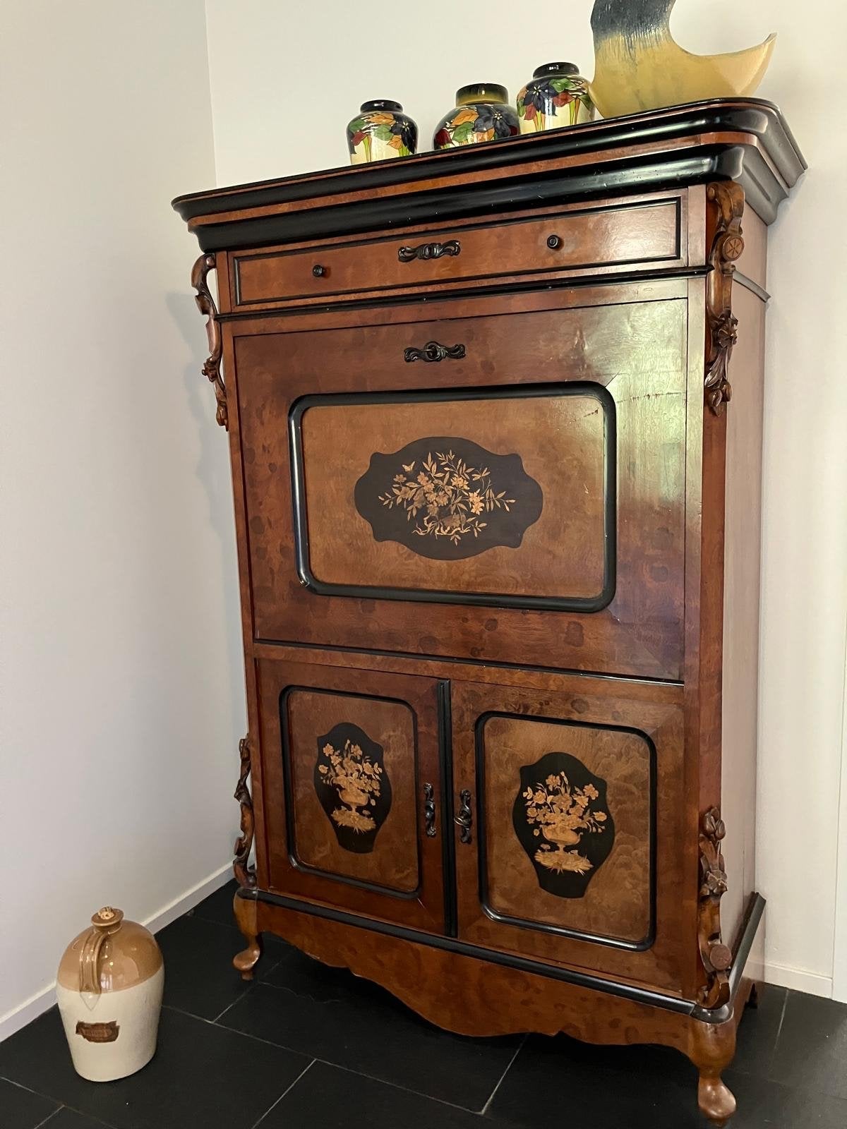 Antieke Biedermeier Secretaire - Ingelegd en in Prima Staat, Ophalen
