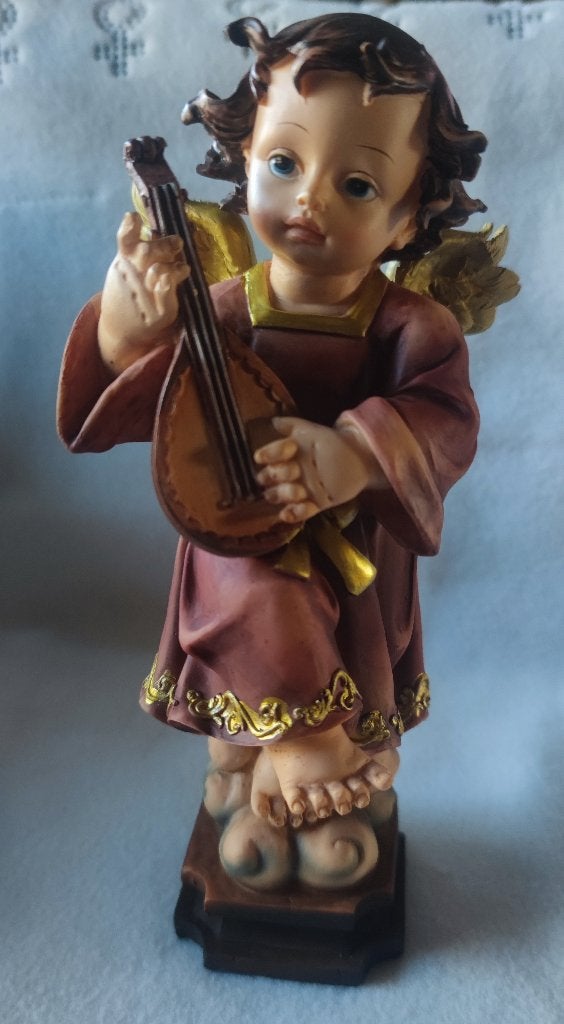Prachtig Engeltje met muziek instrument - A, Ophalen of Verzenden, Zo goed als nieuw, Beeld(je), Christendom | Katholiek
