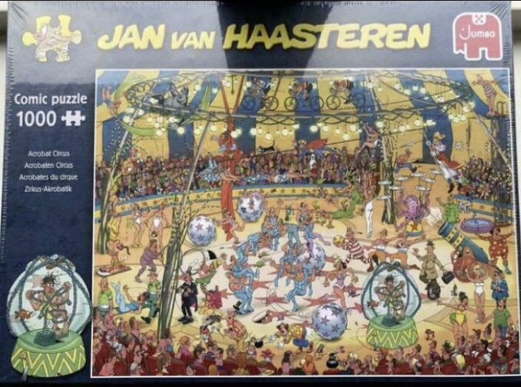 Nieuw! Jan v Haasteren puzzel 1000 st: het acrobaten circus, Ophalen of Verzenden, 500 t/m 1500 stukjes, Nieuw, Legpuzzel