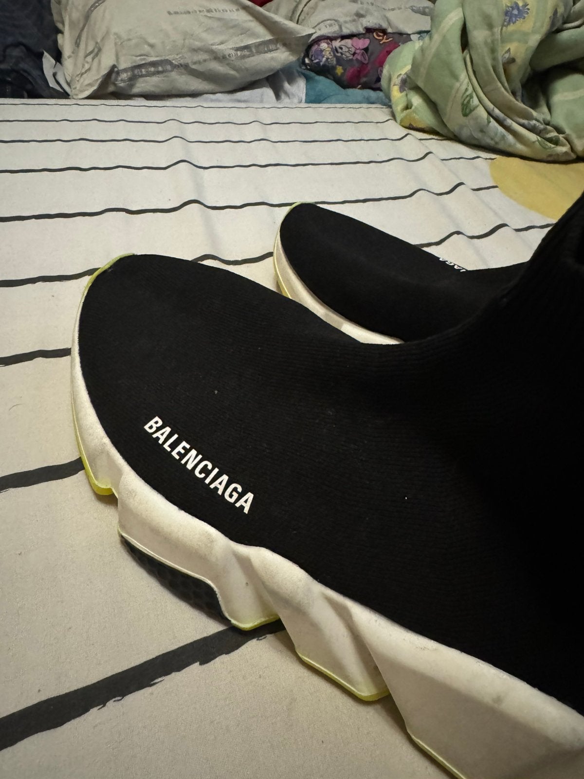 Balenciaga Speed Trainer - Zwart/Neon Geel - Maat 42, Ophalen of Verzenden, Zo goed als nieuw, Zwart