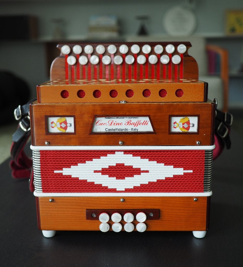Trekharmonica Dino Baffetti, Overige merken, Overige formaten, Met koffer, Ophalen of Verzenden