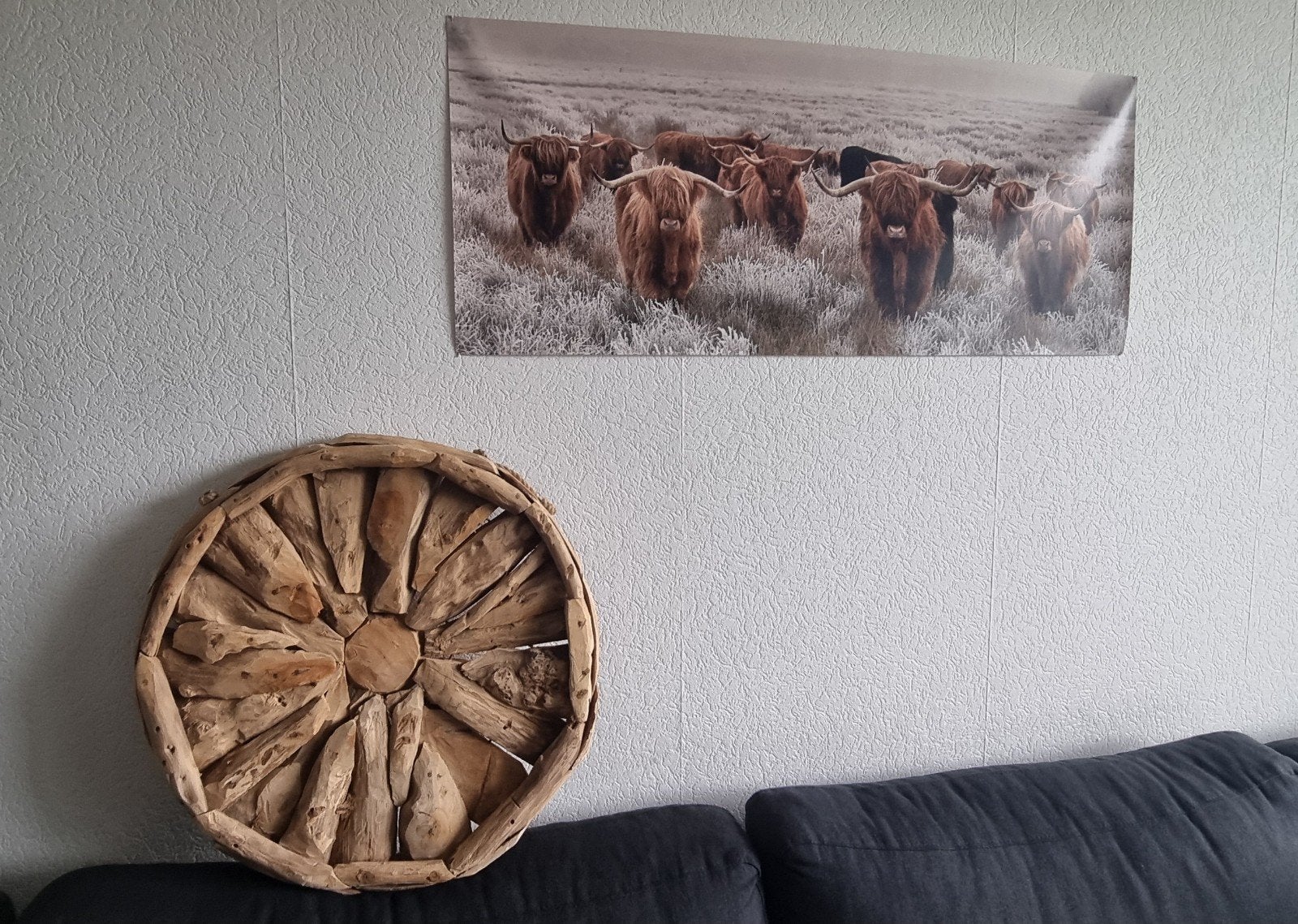 Decoratief Steigerhouten Wiel 50cm - Staand of Hangend, Ophalen, Hout, Gebruikt, Landelijk