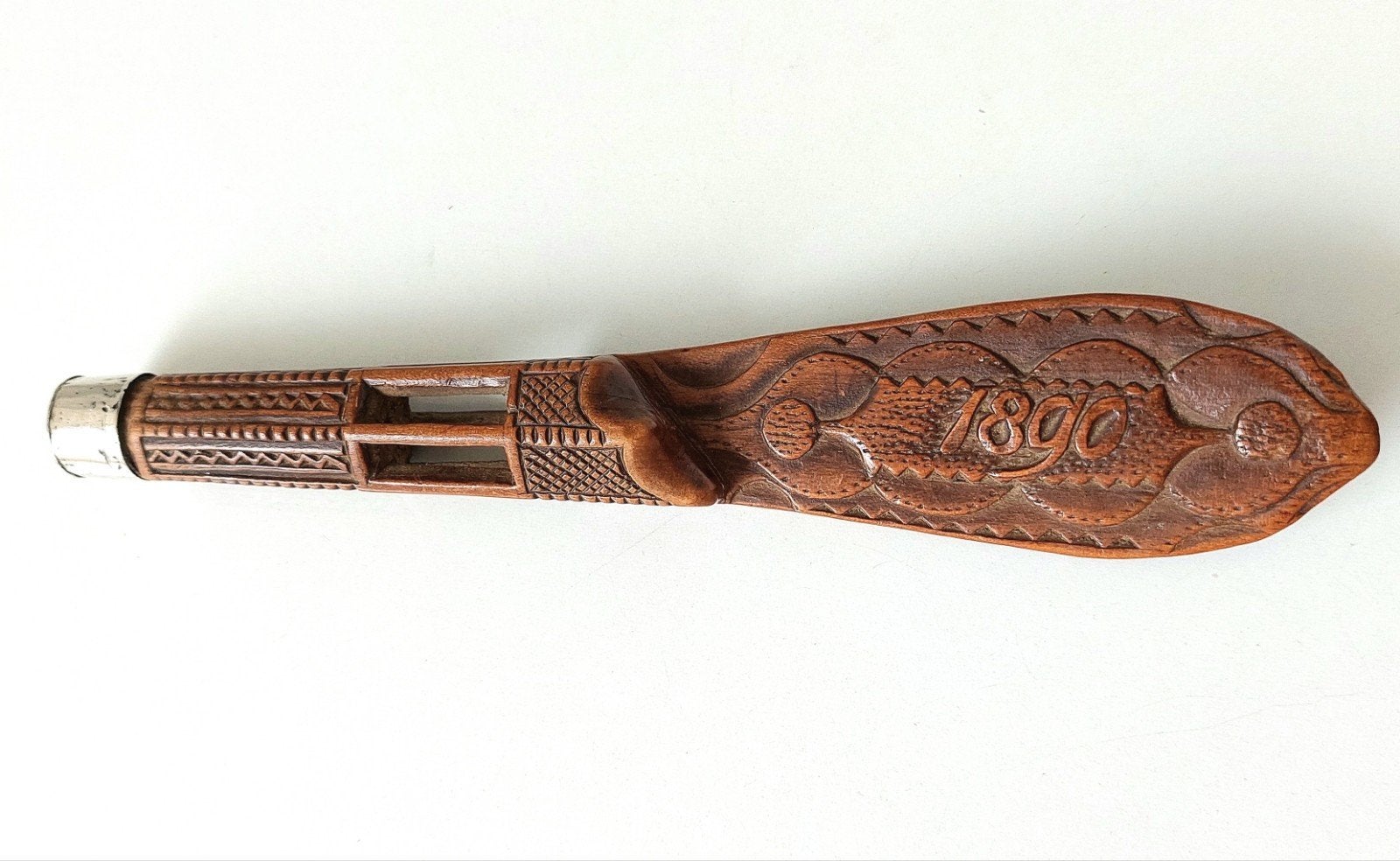Antieke 1890 Houten Breischede Breipenhouder Volkskunst, Ophalen of Verzenden