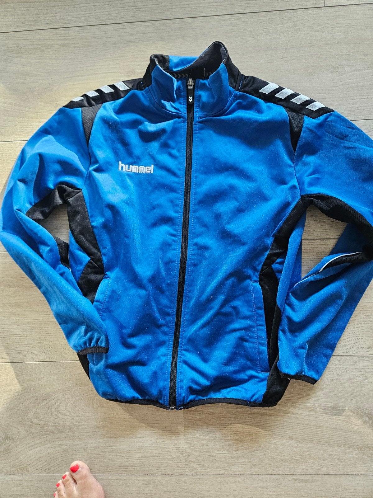 Hummel sportjack - Blauw/Zwart - Maat 152, Ophalen of Verzenden, Jongen of Meisje