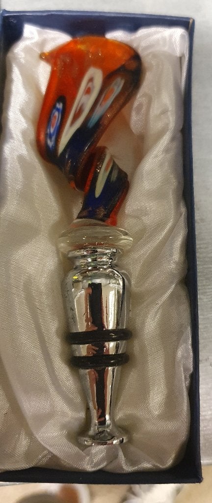 Murano Art Deco hand blown Venetian glass Swirl wine stopper, Ophalen of Verzenden