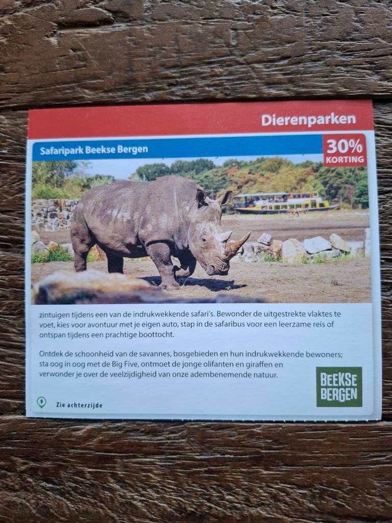 Safaripark Beekse Bergen 30% korting, Tickets en Kaartjes, Drie personen of meer, Kortingskaart
