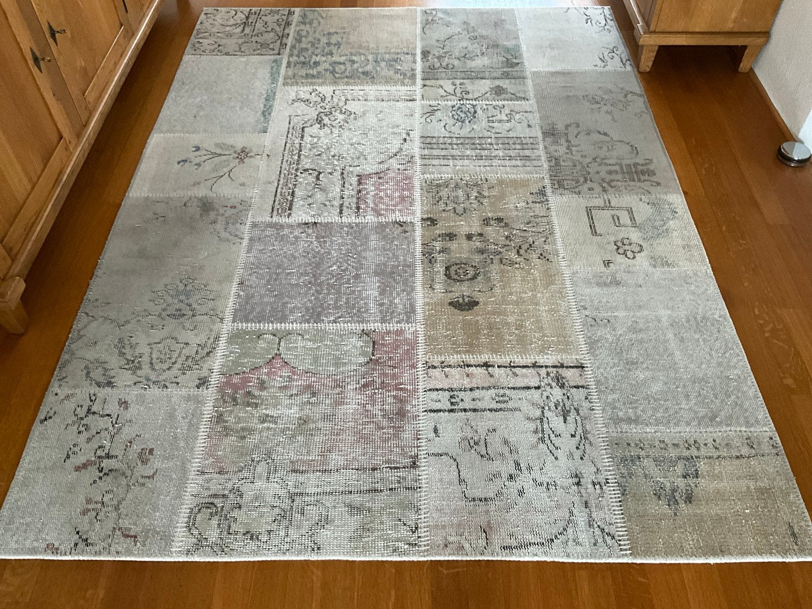 Patchwork vloerkleed, 230x170 cm, zacht beige, Gebruikt, Beige, 150 tot 200 cm, 200 cm of meer