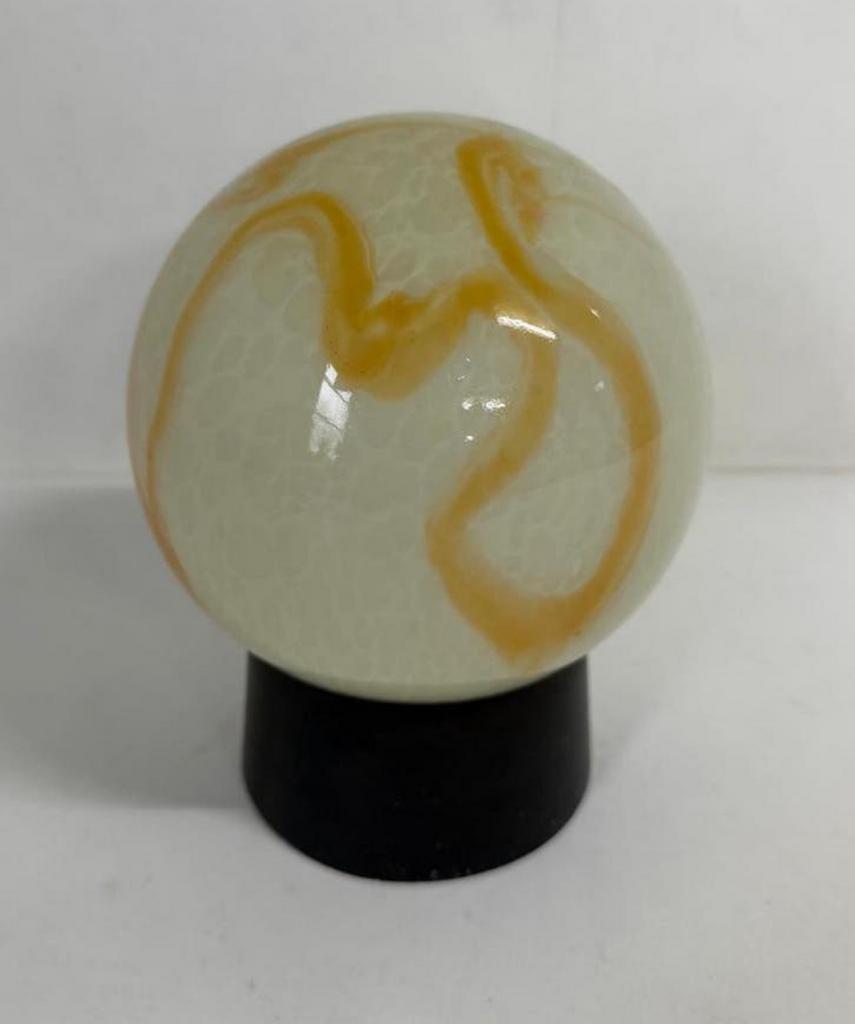 Vintage lamp geel gemarmerde tinten Art Deco donker bakeliet, Ophalen of Verzenden, Gebruikt, Glas, Art Deco