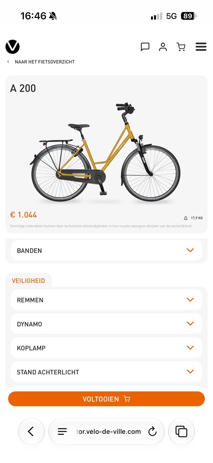 Velo de ville A200 Mellow Yellow stadsfiets geel zgan, Overige merken, 53 tot 56 cm, Versnellingen, Nieuw