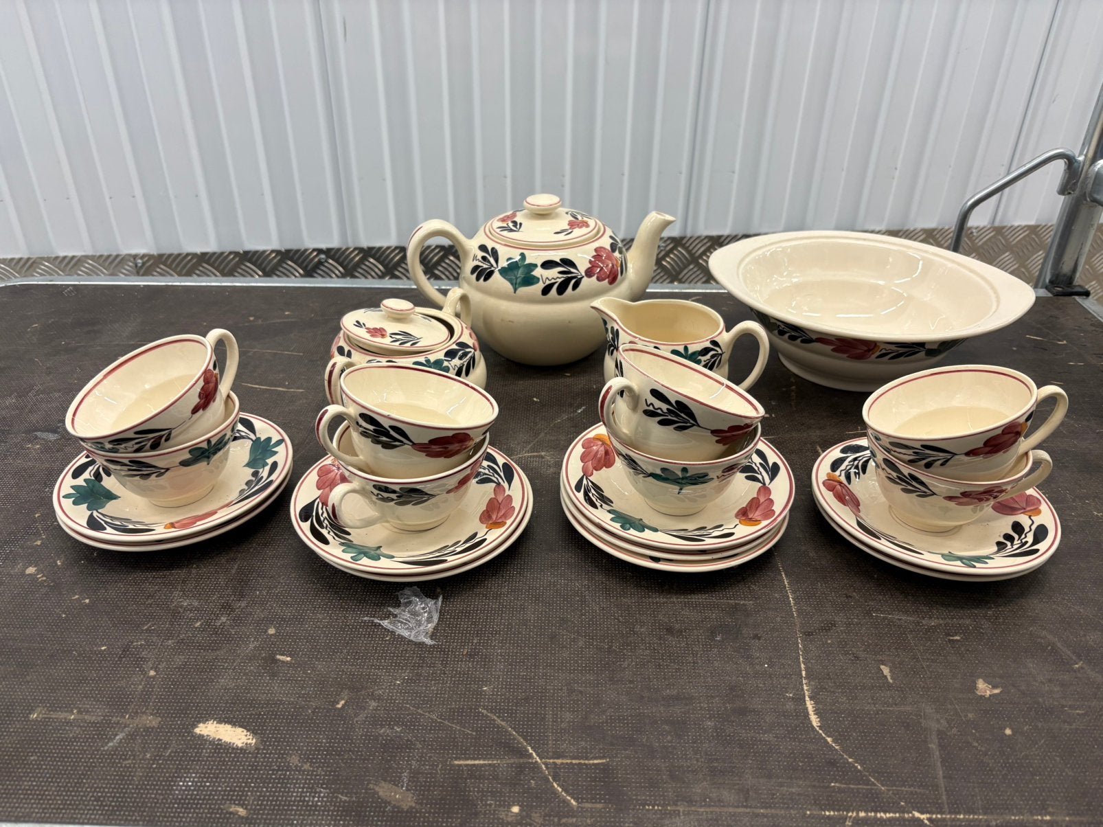 Prachtig 8 persoons boerenbont HEMA thheservies met schaal, Ophalen of Verzenden