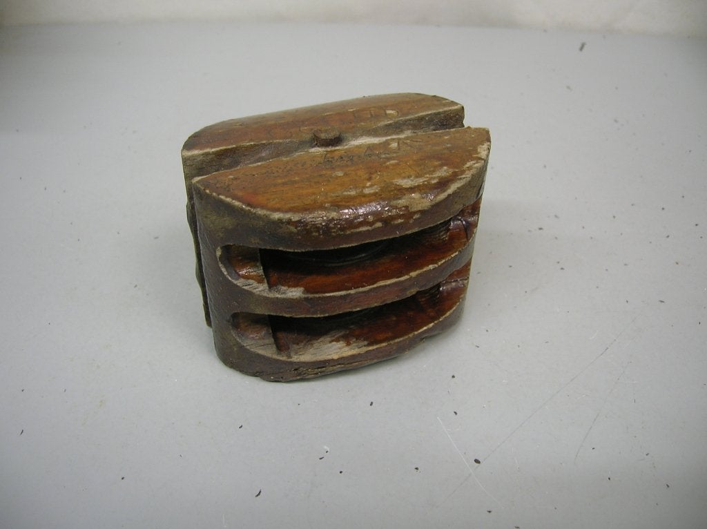 Stropblok, dubbelschijfs, 8 - 10 mm lijn, Ophalen of Verzenden, Zo goed als nieuw, Lijn of Blok
