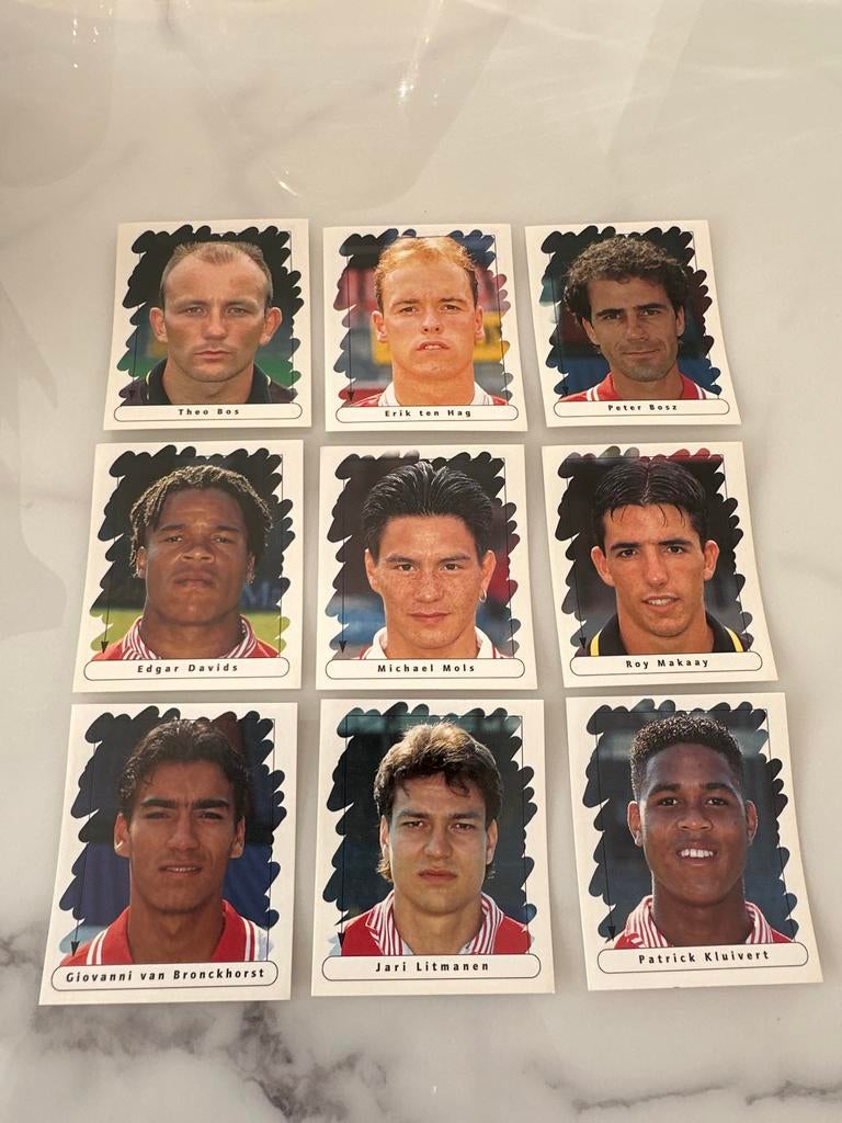 Panini Junior Stickers 95/96 - Toppers Kluivert en Davids, Ophalen of Verzenden, Gebruikt, Meerdere stickers