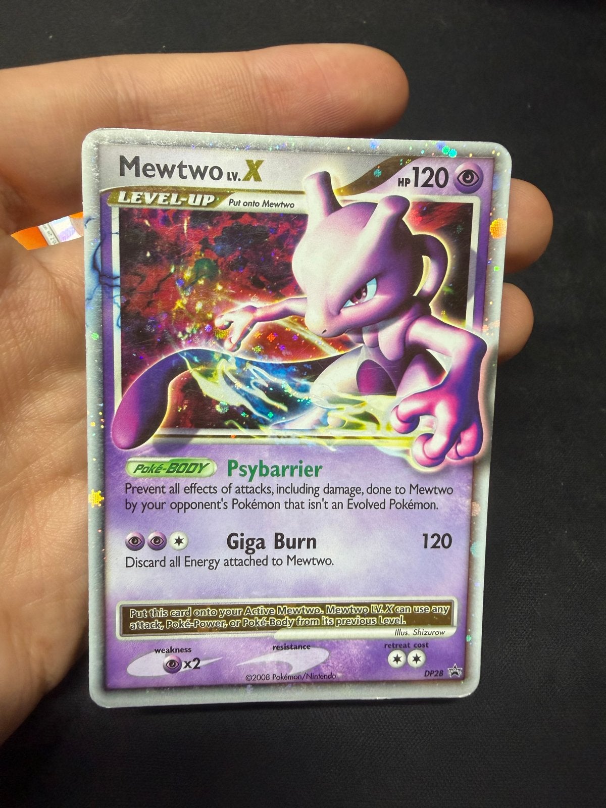 Mewtwo LV.X Pokémon Kaart - Zeldzaam en Foil, Ophalen of Verzenden, Gebruikt, Losse kaart, Foil