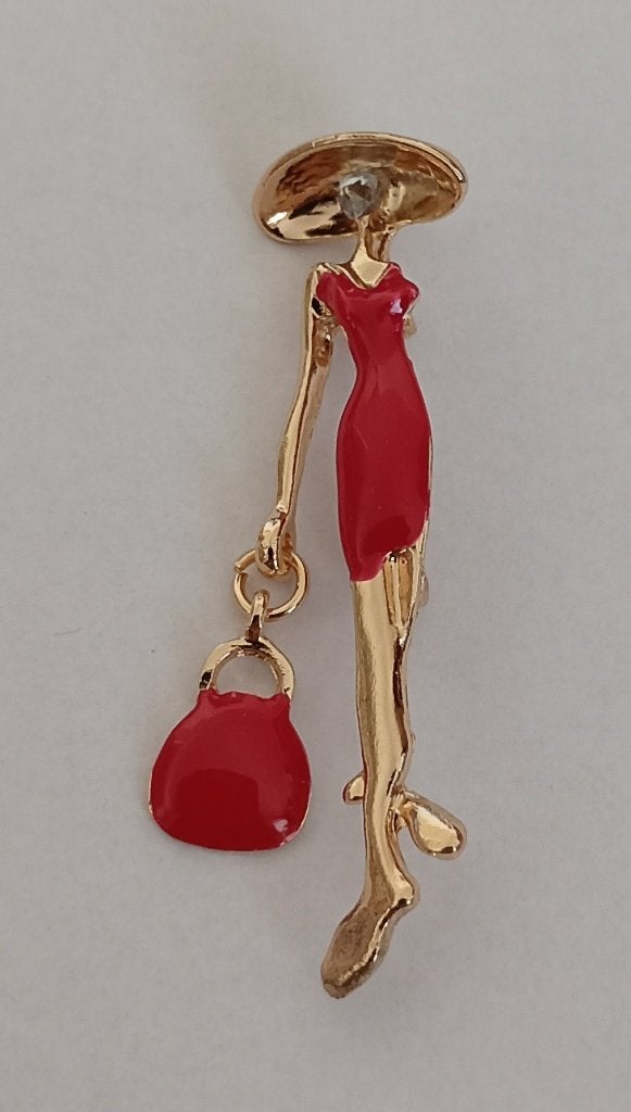 Mondaine dame broche, Overige materialen, 4 tot 7 cm, Overige kleuren, Nieuw