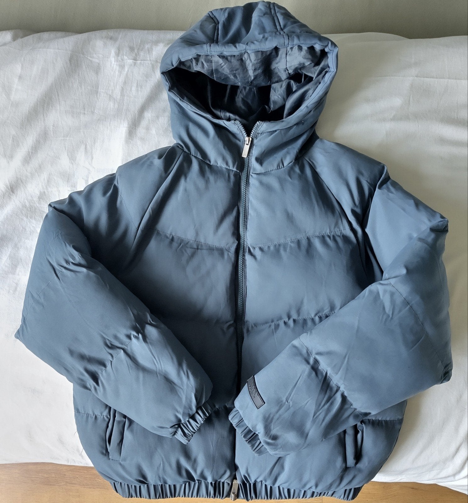 MAN Official gewatteerde blauw grijze jas met capuchon - Maa, Blauw, Ophalen of Verzenden, Zo goed als nieuw, MAN