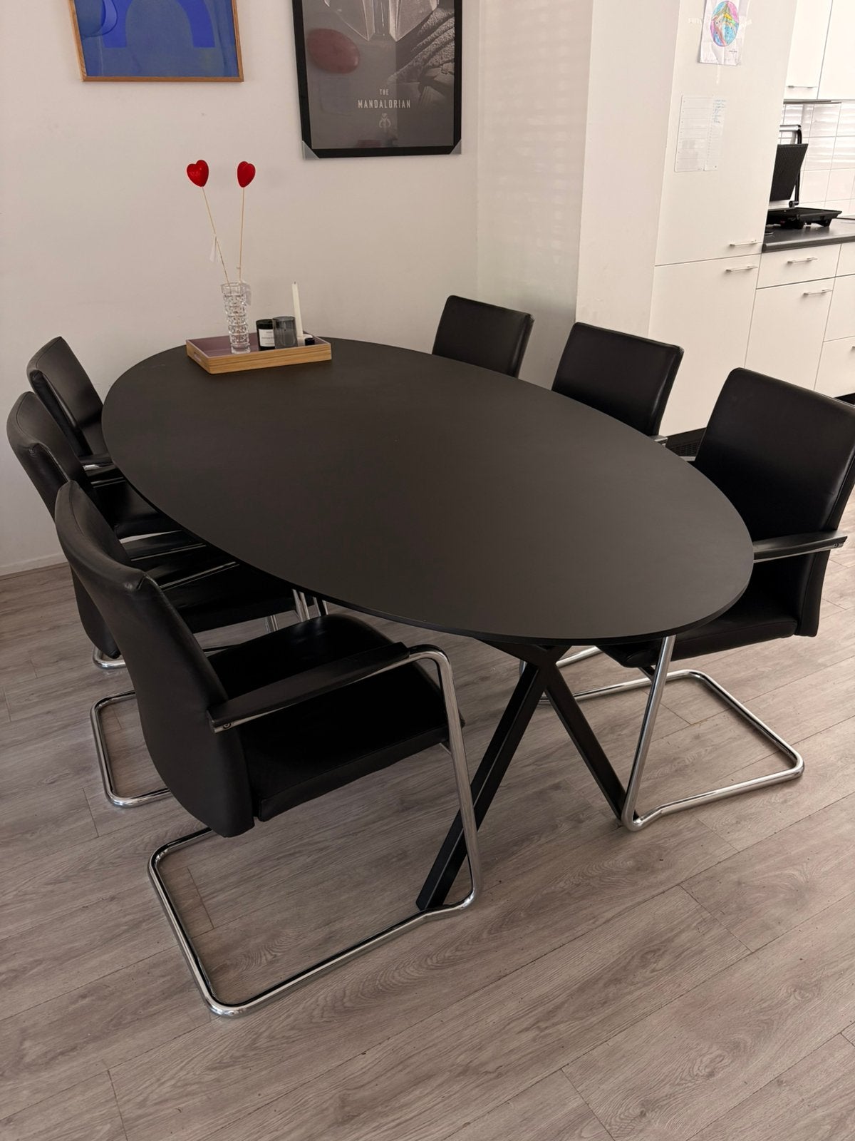 Lederen eetkamerstoelen  (6) 15 ps, Ophalen, Zwart, Vijf, Zes of meer stoelen, Leer