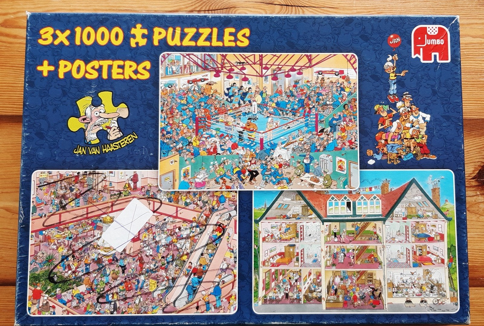 Jan van Haasteren 2x1000 stukjes puzzels + posters, Ophalen of Verzenden, 500 t/m 1500 stukjes, Zo goed als nieuw, Legpuzzel