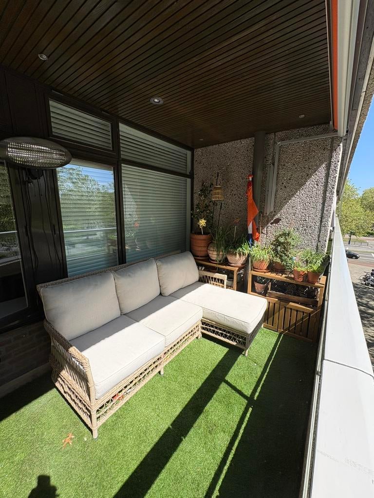 Loungeset lounge set beige tuinset bank tafel mauritius, Tuin en Terras, Tuinsets en Loungesets, Ophalen, Zo goed als nieuw, Wicker