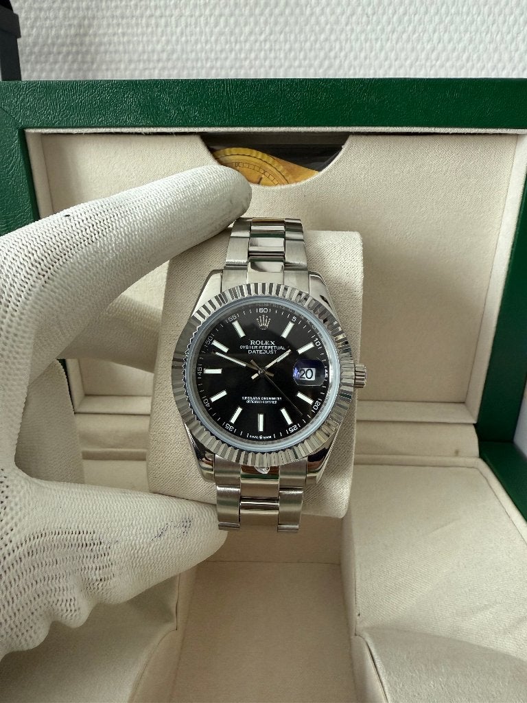 Rolex Datejust Black Dial 41MM Oyster, Staal, Polshorloge, Nieuw, Ophalen of Verzenden