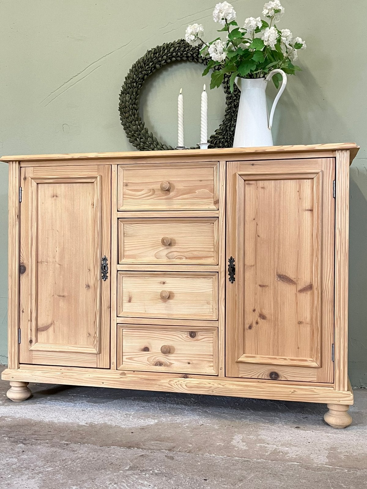 Grenen ladekast dressoir brocante commode wasmeubel hout, Ophalen, Gebruikt, 100 tot 150 cm, 3 of 4 laden