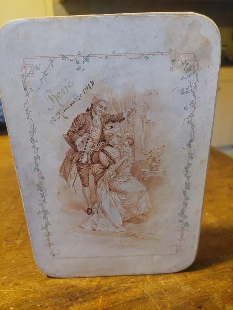 Antiek doopsuikerdoosje uit 1914 zie laatste foto., Ophalen of Verzenden