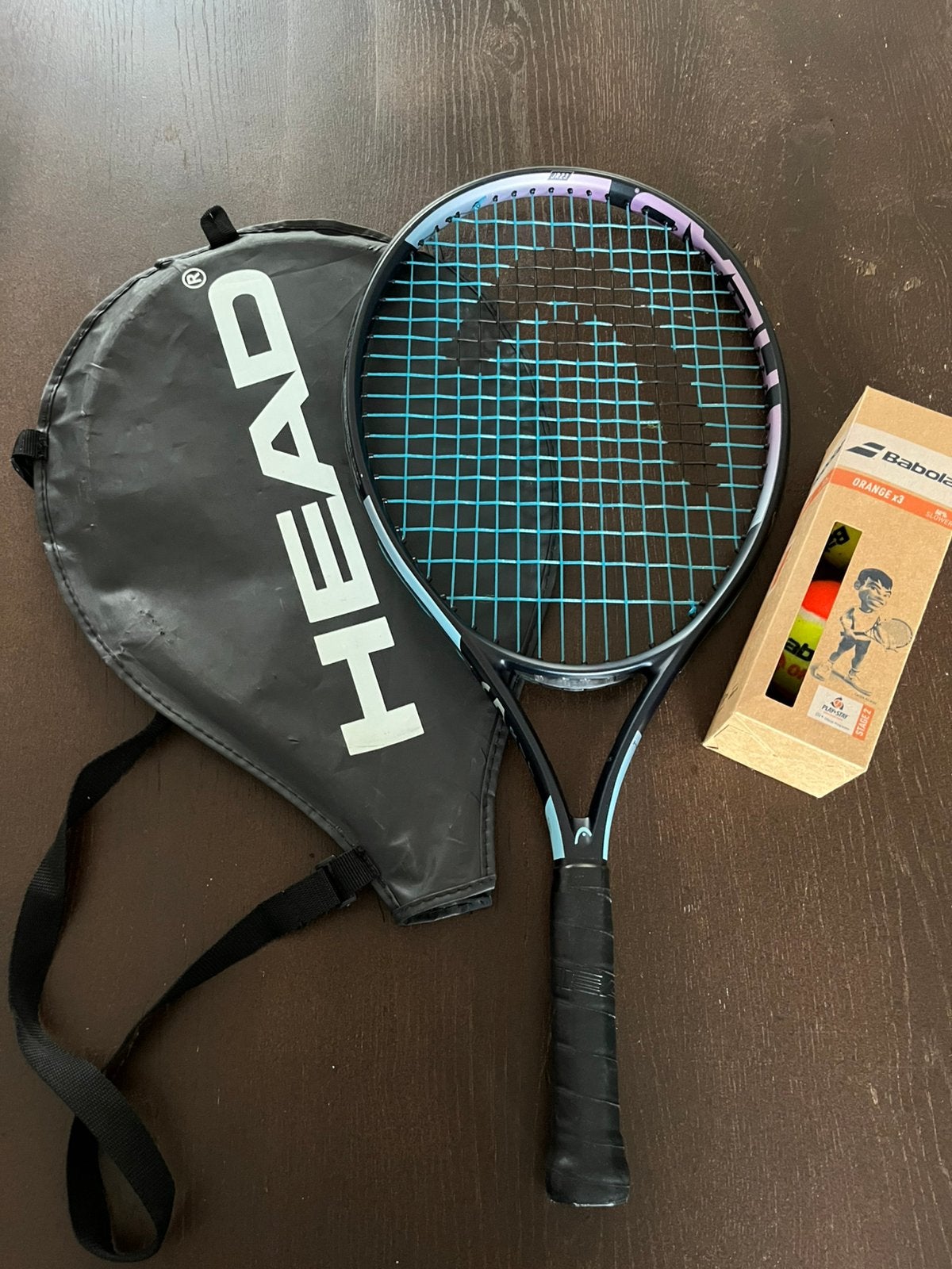 Head 23 inch 6 tot 7 jaar tennisracket met 2 ballen, Ophalen of Verzenden, Zo goed als nieuw, Racket, Head