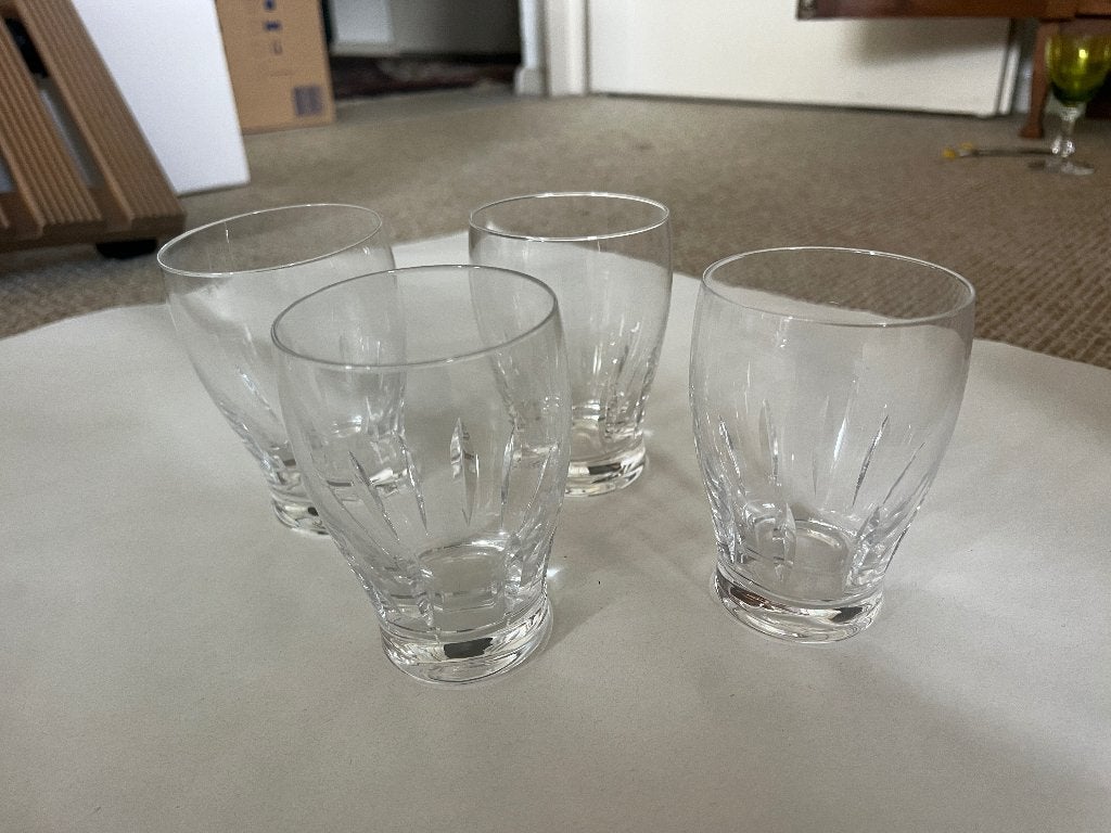 Set van 4 kristallen glazen geslepen glas whiskey / zgan, Ophalen of Verzenden