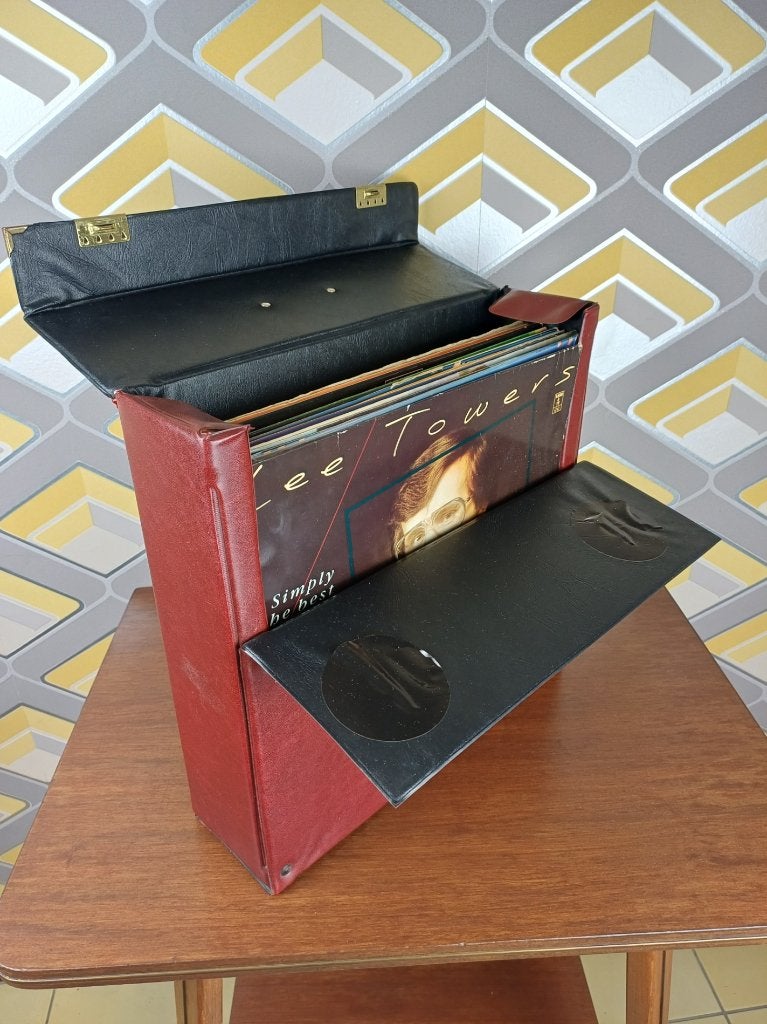 VINTAGE platenkoffer origineel jaren ’70 met bladerklep, Verzamelen, Ophalen of Verzenden, Huis en Inrichting