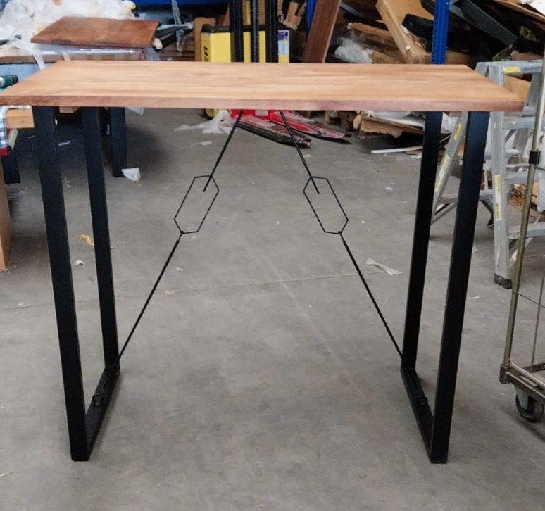 Stijlvolle Bartafel met Houten Blad en Metalen Onderstel, Huis en Inrichting, Tafels | Eettafels, 100 tot 150 cm, Nieuw, Industrieel, Modern