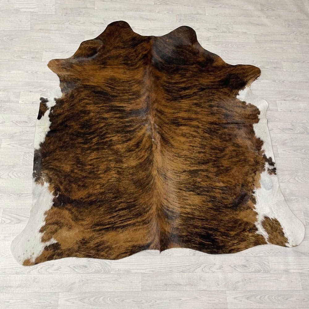 Koeienhuid bruin zwart wit brindle 195x190cm | Lederstore, Landelijk, modern, Scandinavisch, industrieel, 150 tot 200 cm, Nieuw