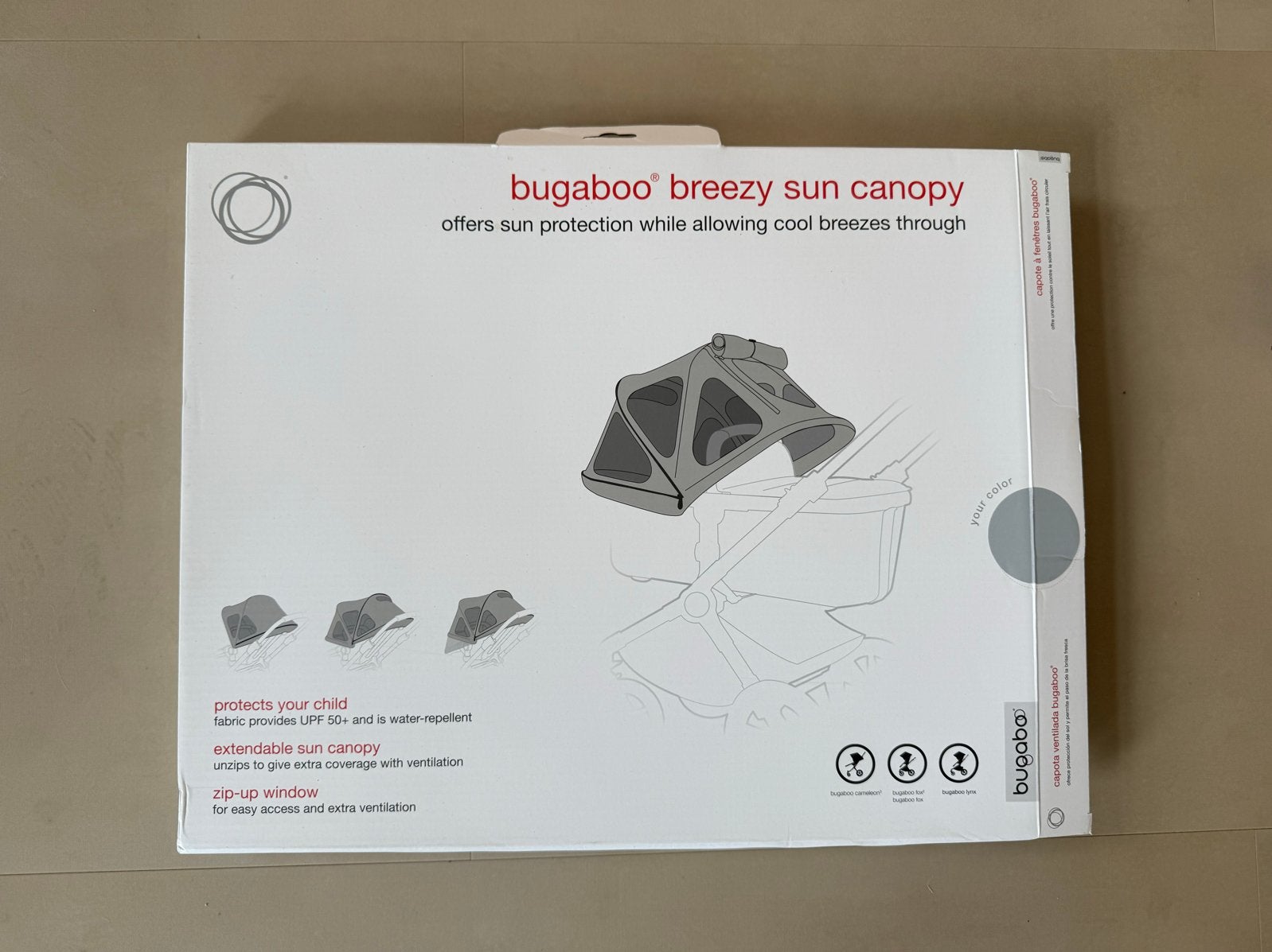 Bugaboo Breezy Zonnekap - Grijs - Zo goed als nieuw, Ophalen of Verzenden, Zo goed als nieuw, Kinderwagen, Bugaboo
