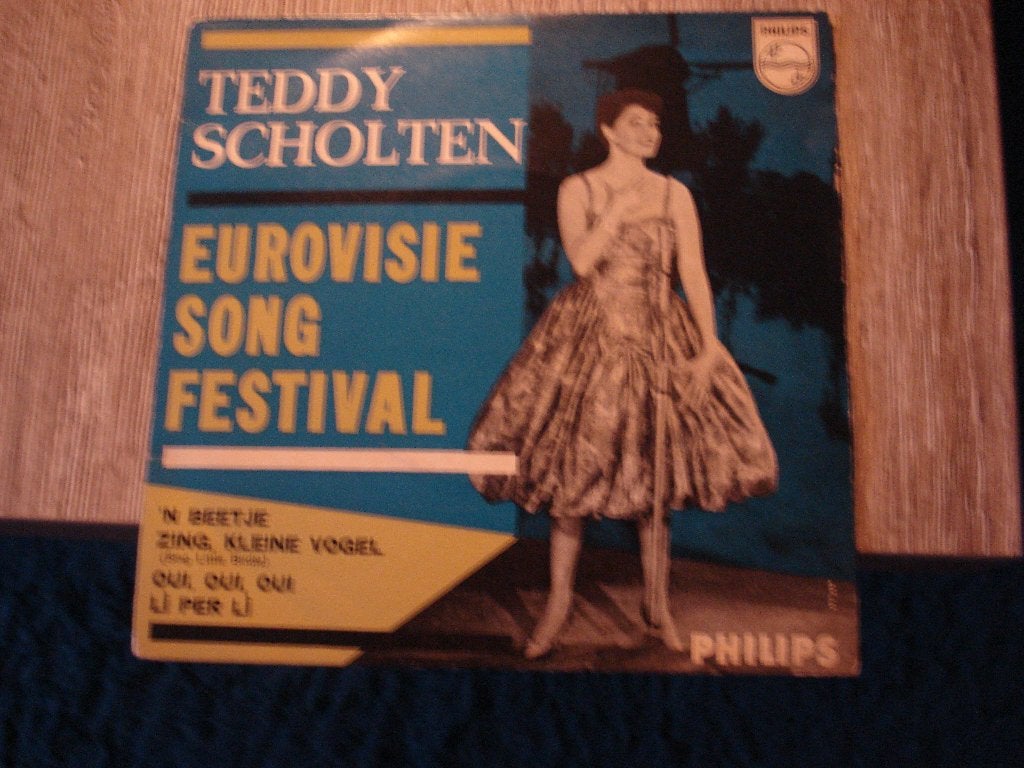 TEDDY SCHOLTEN EUROVISIE SONG FESTIVAL OP SINGLE, 7 inch, Ophalen of Verzenden, Zo goed als nieuw, Beschermende buitenhoes