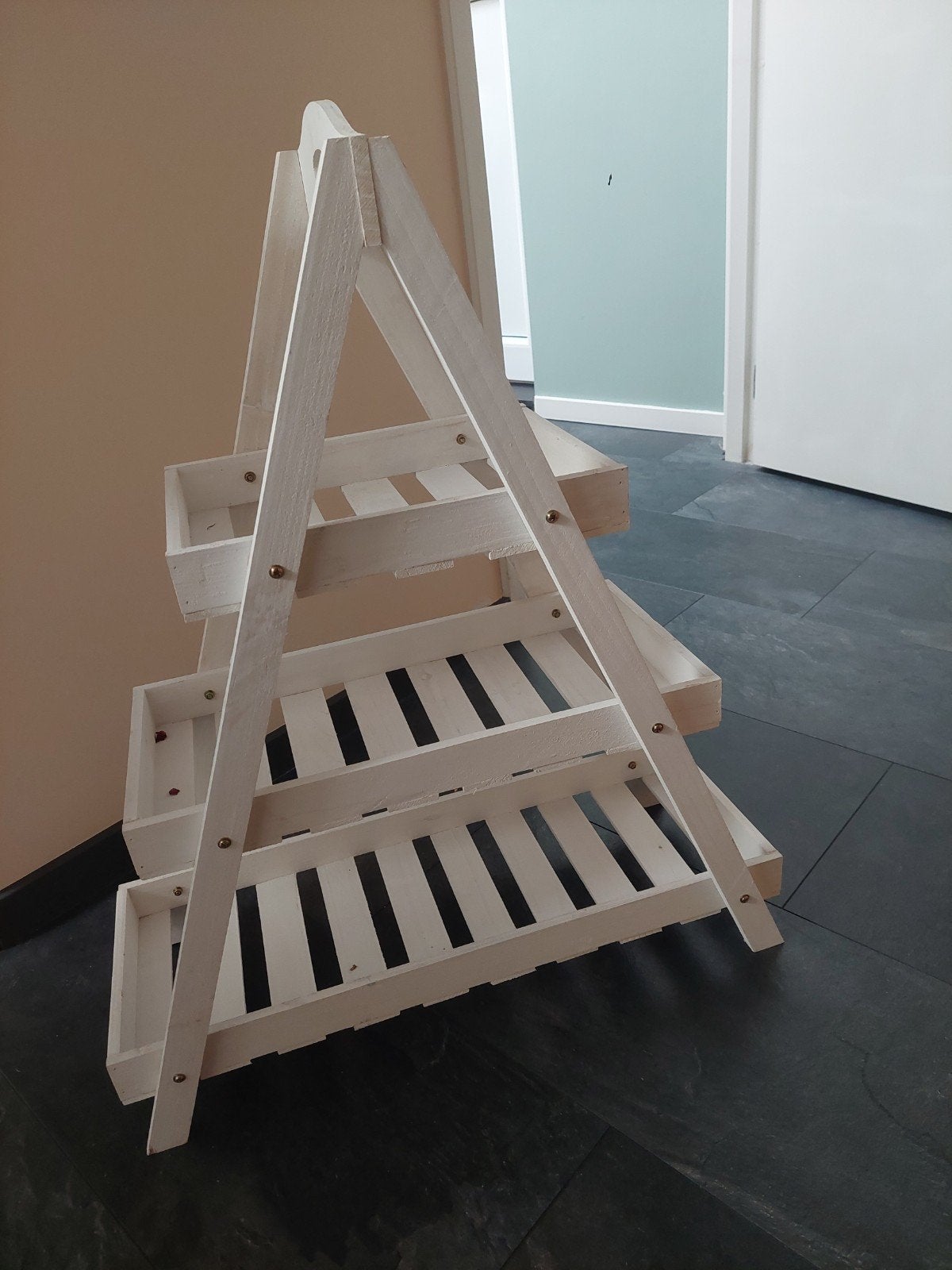 Witte houten plantenrek/opbergrek - 3 lagen, Ophalen, Zo goed als nieuw