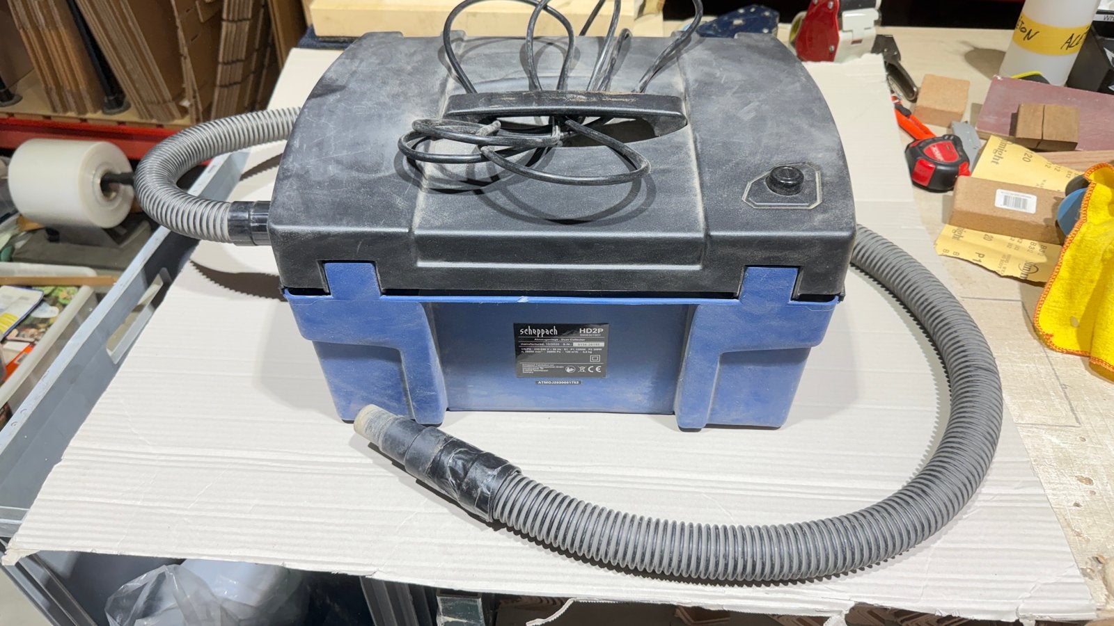 Scheppach HD2P Stofafzuiger voor schuurmachine in koffer, Stofzak, Gebruikt, Ophalen of Verzenden, Industriële stofzuiger