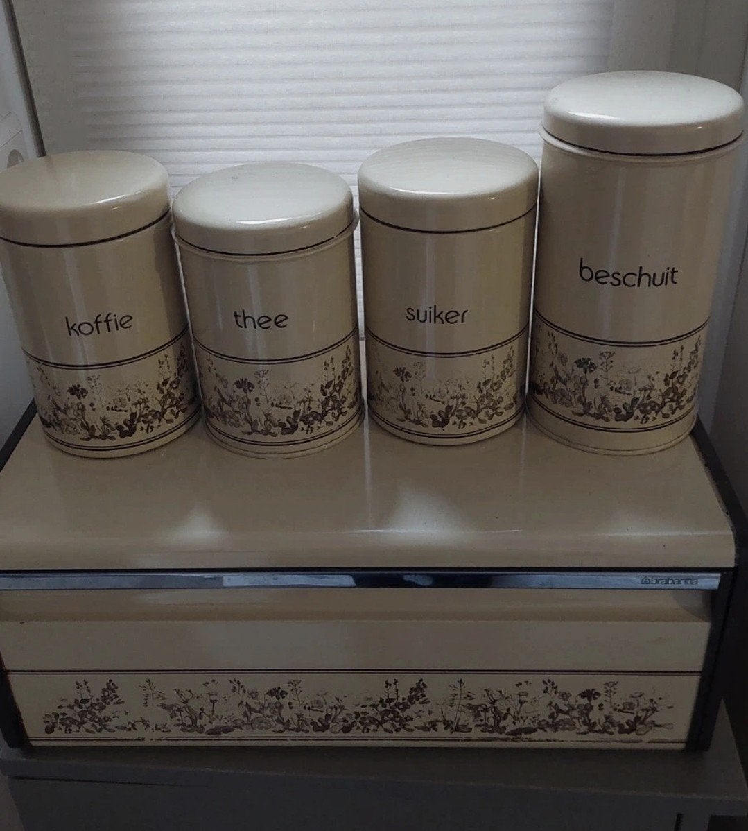 Broodtrommel met koffie thee suiker beschuit trommels, Ophalen of Verzenden, Koffie