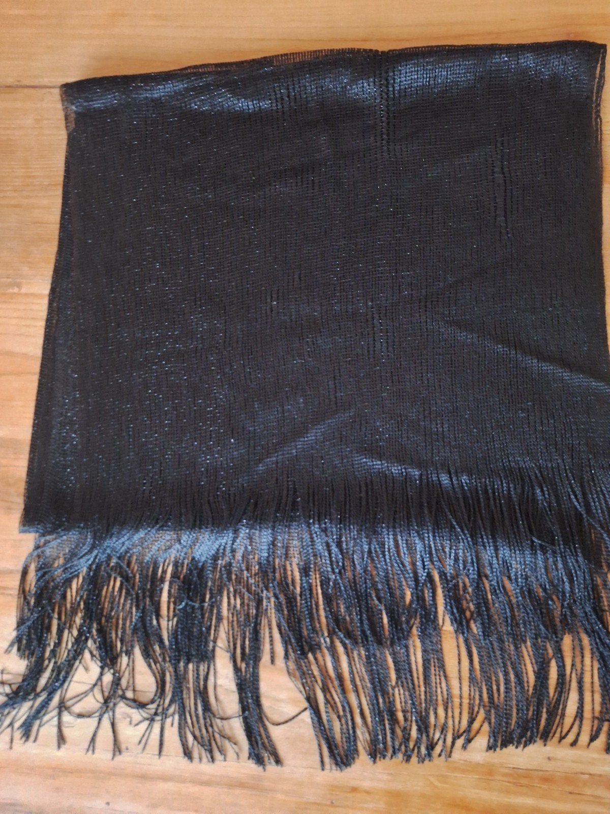 Zwarte dunne sjaal met glitter en franje 180x50 cm, Ophalen, Gedragen, Sjaal