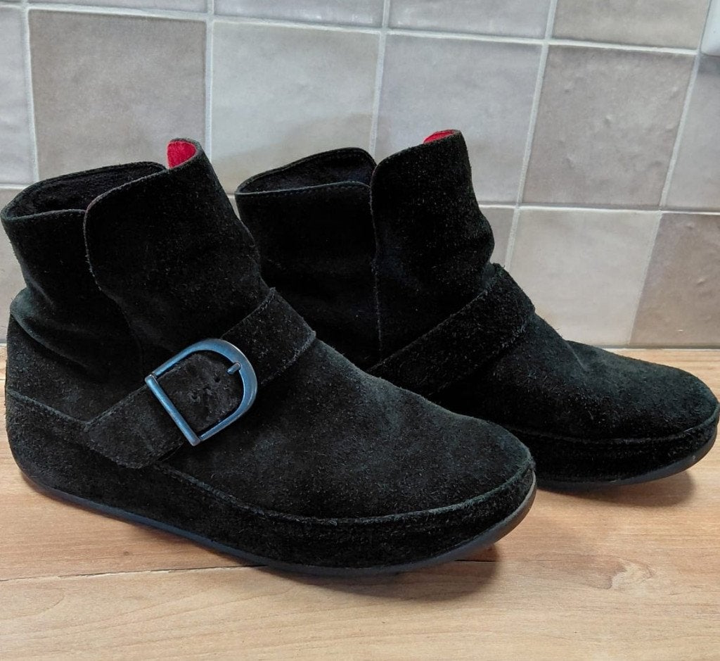 Zwarte suede enkel laarsjes Fitflop 40, Zwart, Lage of Enkellaarzen, Ophalen of Verzenden, Zo goed als nieuw