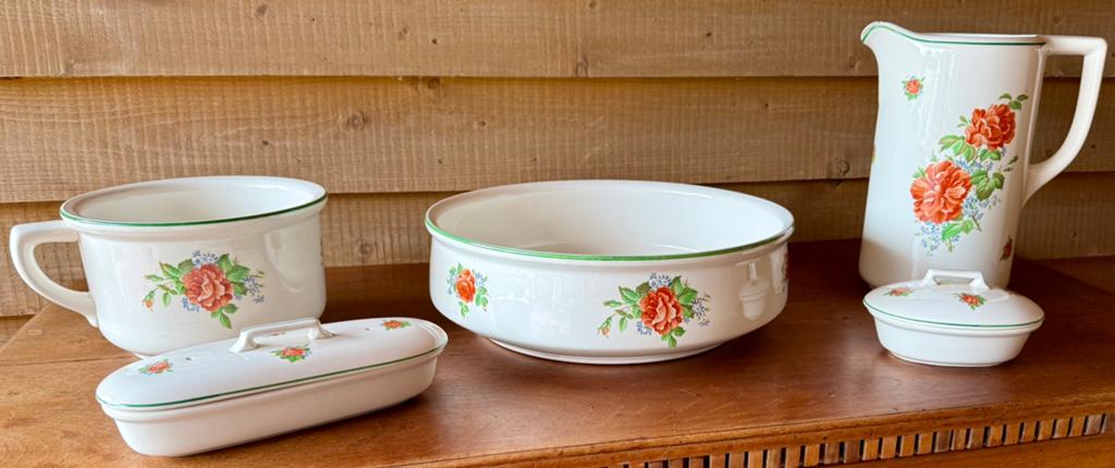 Vintage lampetstel bloemendecor, Ophalen of Verzenden